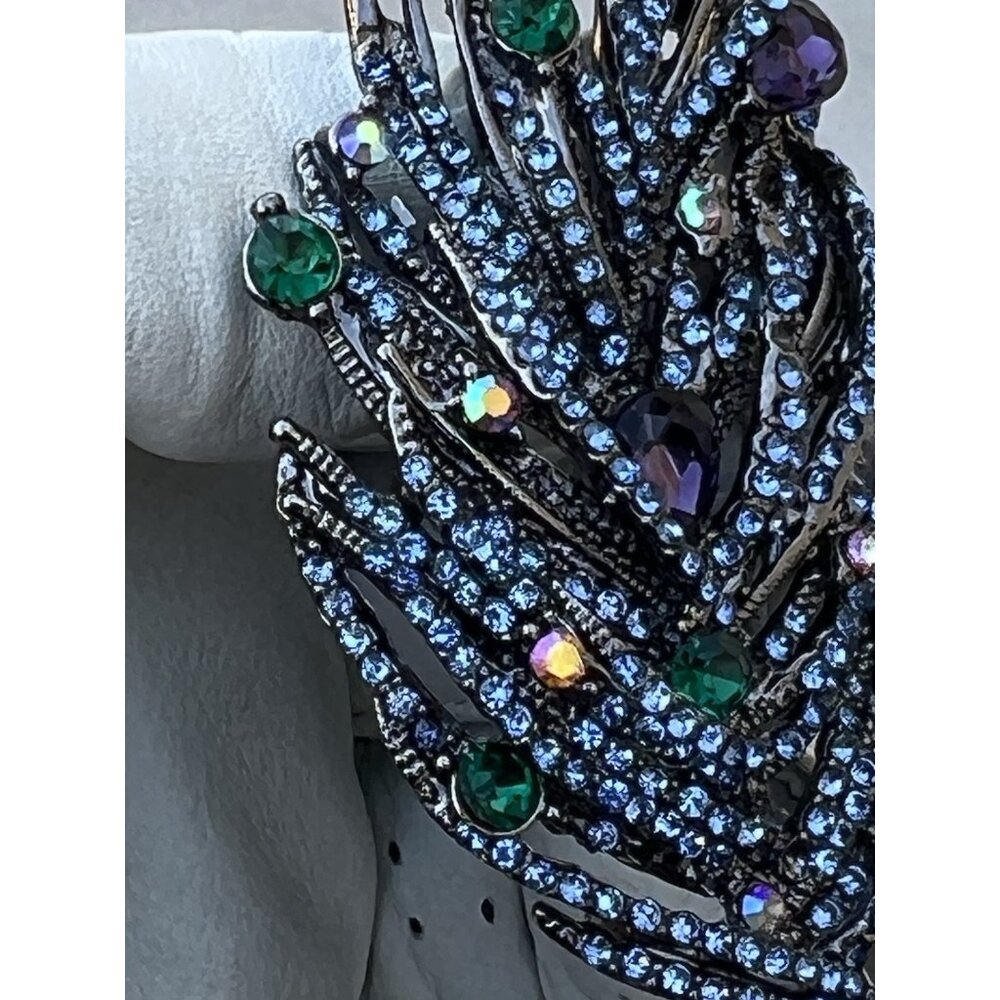 old money‎ glam large rhinestone shoulder pin brooch 4in - Picture 8 of 13